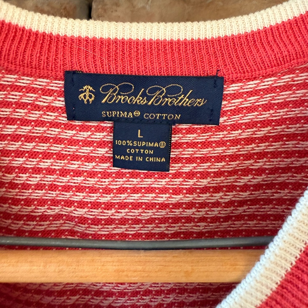 Men’s Brooks Brothers Supima Cotton Salmon and Cream Knit Sweater